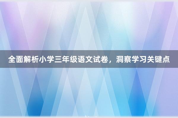 全面解析小学三年级语文试卷，洞察学习关键点